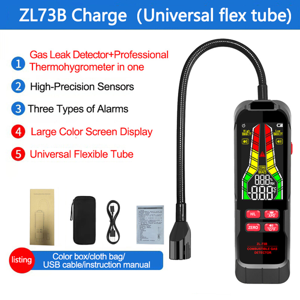 Portable Combustible Gases Leak Detector Zl73a, Lcd, 177G 4681388330093