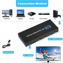 4K -Compatible Quad Multi Viewer 4 in 1 Out 1080P Screen Viewer Seamless Switcher for PS4 Camera PC TV Monitor