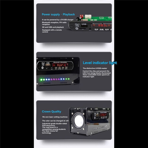 FM Radio DIY Electronics Kit  5.0-Compatible Speaker with Voice-Activated Level Indicator DIY Electronics Kit 1