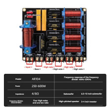 5-VäGs HöGtalardelare 250-600W Professionell HöGtalarfilter 45Hz-23KHz Scen Hemmabio 5-Enheters Ljudfilter