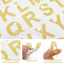 170 Stuks Zilveren Strass-Letterstickers, 5 Vellen met 34 Letters, Glitter-Bling Alfabetletterstickers Goud