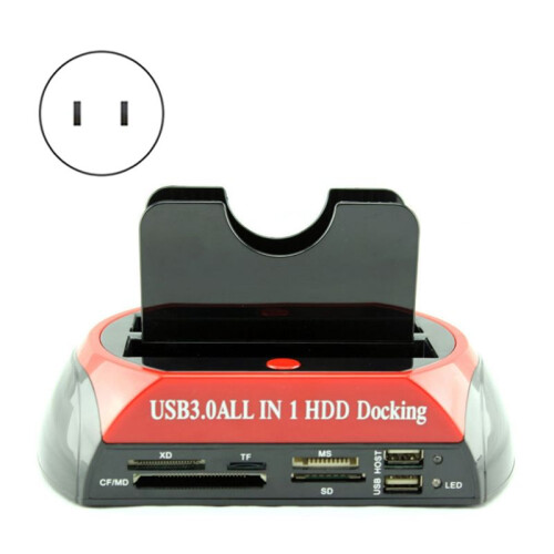 Docking Station de HDD com Compartimento Duplo USB 3.0  IDE para Disco Rígido Externo de 2,5 e 3,5 Polegadas, Suporte para Disco Rígido Tudo em 1, 1