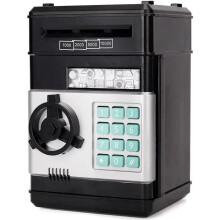 Sparschwein, sicheres digitales Sparschwein für Kinder, Super-elektronische Bank, Geldautomaten-Spielzeugbank mit Zahlenschloss für Babys, Schwarz