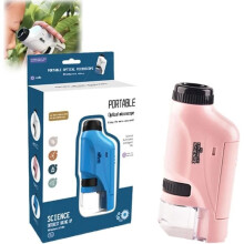 Little Marvin draagbare miniscoop, Marvin kindermicroscoop, 60x-120x zakmicroscoop voor kinderen (roze)