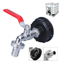 1/2" IBC-Wassertank-Adapter, 1000-l-Tankhahn, S60x6 IBC-Auslasshahn, Wassertank-Schlauchanschluss, Bewässerungshahn