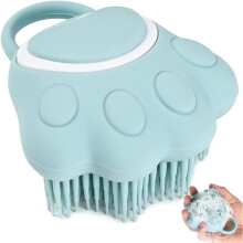 Badborstel voor honden en katten, zachte siliconen badborstel met douchegeldispenser, massageborstel voor huisdieren