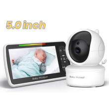Video-Babyphone – PIMPIMSKY – Babyphone-Kamera mit 5,0-Zoll-Bildschirm, Nachtsicht und Umgebungstemperaturanzeige