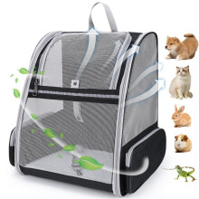 Cat Dog Carrier Bag, Breathable Cat Backpack, Cat Dog Carrier Bag with Removable Plush Mattress, Black