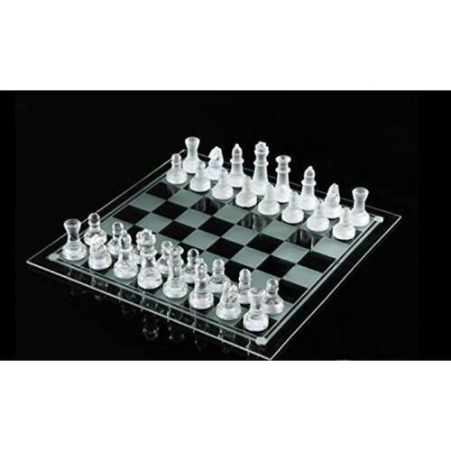 Glazen schaakspel, 32 stuks, 25 cm