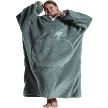 Fleecedecke/Sofaüberwurf für Erwachsene mit Ärmeln, für Männer und Frauen, mit Taschen, dunkelgrün, große Größe