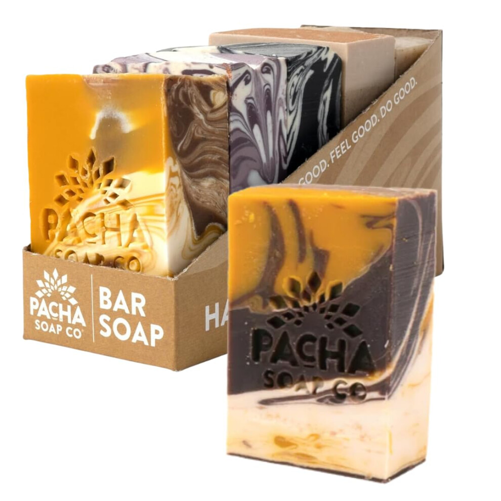 Pacha Soap Co . Bar Soap - Premium, Handcrafted, Hydrating, Natural Face Wash, Hand Cleanser, Body Wash, Soothing Essential Oils (Almond Goat's Milk, 5
