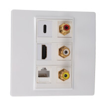 HDMI Wall Plate 6 Port CAT6 USB C RCA 3840x2160 4K Resolution Wall Plate