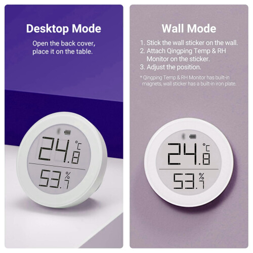 Smart Home Temperature & Humidity Sensor, 55x55mm, White, Bluetooth and APP 1