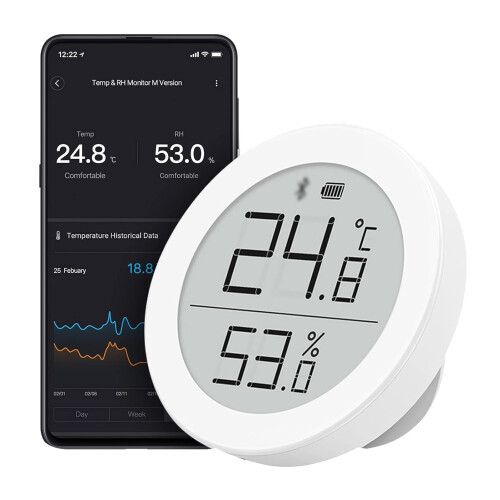Smart Home Temperature & Humidity Sensor, 55x55mm, White, Bluetooth and APP 2
