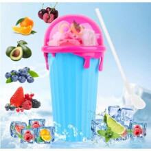 Smoothie Cup - Slushy Maker - 500ml - Food Grade Silicone - 2-in-1 Spoon and Straw - Reusable
