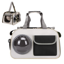 Cat/Dog Carrier Bag, Breathable and Foldable, with Observation Window, Internal Safety Leash, Black, for Outings and Travel