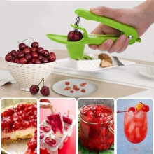 Cherry and olive pitter - Stainless steel - Comfortable handle - Green - Compact