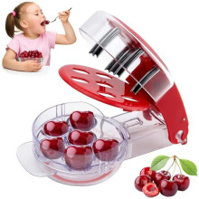 Cherry Pitter - ZGEER - Multi-Pitter - Removes 6 Cherries - Removable Base - Non-Slip