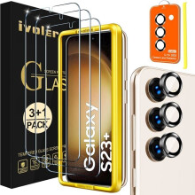 3-Piece Tempered Glass Screen Protector for Samsung Galaxy S23+ / S23 Plus 5G with 1 Rear Camera Protector, O