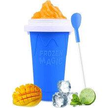 Slushie Cup - Silicone - Maker Cup - 2 in 1 Straw and Spoon - Dishwasher Safe - Portable