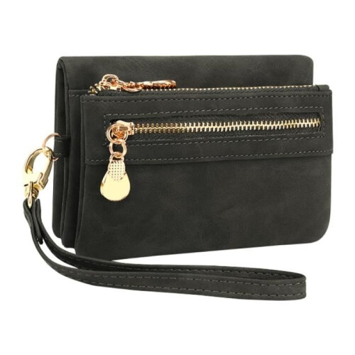 Wallet - Women's - PU Leather - Black - 10 Card Slots - Multi-Compartment