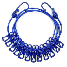 Set mit 1 ausziehbaren tragbaren Wäscheleine mit Kleiderbügel, geeignet für den Innen- und Außenbereich – blau
