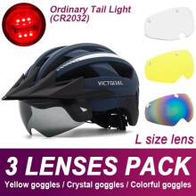 Fahrradhelm, Fahrradhelm mit Brille, für Damen und Herren, LED-Rücklicht und Sonnenblende, zum Mountainbiken – Set5 (Navy)