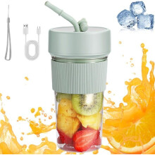 Draagbare elektrische citruspers, BPA-vrij, USB-oplaadbaar, voor smoothies en milkshakes, voor op reis, sportschool, groen