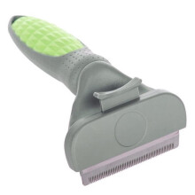 Pet brush - Stainless steel brush - For cats and dogs - Green - Width 11 cm