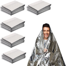 5-teiliges Notfall-Überlebensdecken-Set, 160 x 210 cm, wasserdichte Thermodecken für Wandern, Camping und Outdoor-Aktivitäten