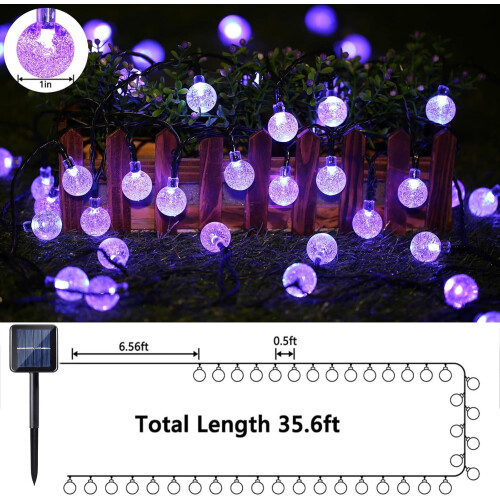 36ft Solar String Lights Waterproof 1