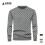 (grey, XL) Schwerer Herren-Jacquard-Pullover mit Schachbrettmuster und Rundhalsausschnitt 4