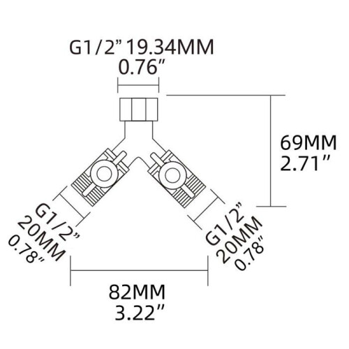 Replacement G 1/2 brass Y-connection 3-way valve in hand shower adapter, kitchen shut-off valve 2