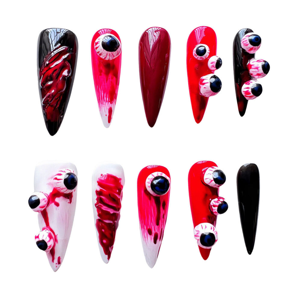 Dachuang Beauty (S) Halloween Long Almond Fake Nails, Comfy For Dating & Travel
