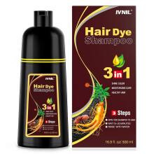 Ivnil Brun Hårfarve Shampoo til Dækning af Grå Hår 3-i-1 til Mænd og Kvinder, Farvning på Minutter (Brun)