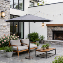 Abrihome Patio Umbrella with Double Vent, Grey