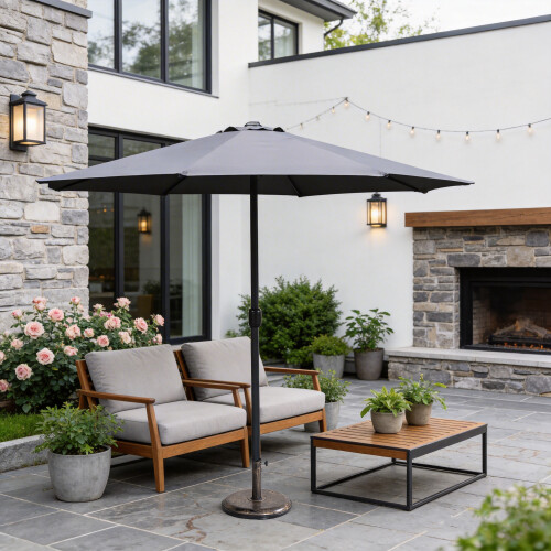 Abrihome Patio Umbrella with Double Vent, Grey