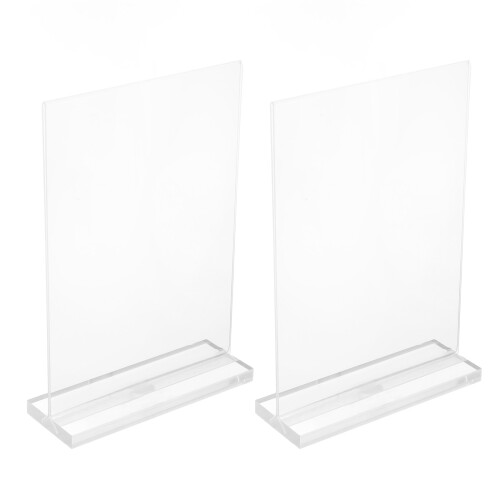 8Pcs Acrylic Tabletop Sign Holders Vertical T Shape Clear Menu Display 2