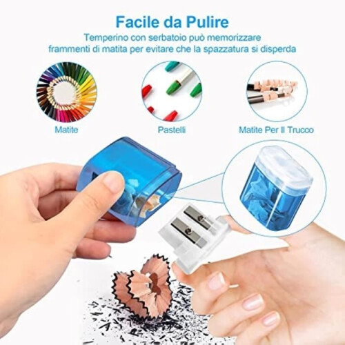 Pencil Sharpener - Professional - 4-Piece Set - Reservoir - Manual - Large Diameter - Child 1