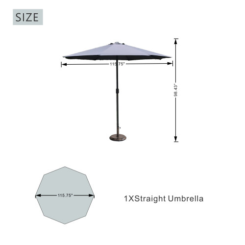 Abrihome Patio Umbrella with Double Vent, Grey 1