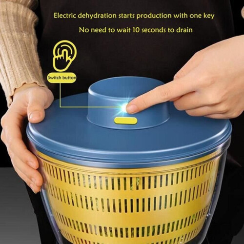 Electric Salad Spinner Rechargeable Automatic Large Capacity Salad Drying Strainer, Blue [640] 1