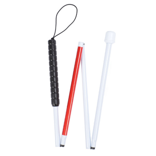 Foldable Aluminum Alloy Blind Cane with Rubber Handle, 4-Fold Mobility Stick 1