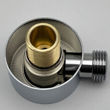 Wall Supply Elbow,Brass Round Wall Mount Shower Hose Connector Accessories G1/2 Inch Water Outlet for Shower - Silver