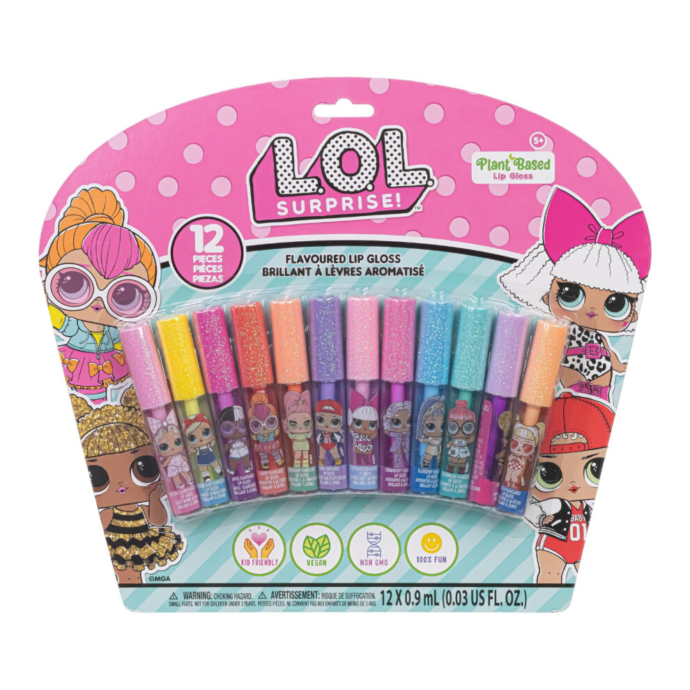 Townley Girl L.o.l Surprise12 Piece Plant Based Lip Gloss, Girls Party Favours, First Makeup Set For Girl, Perfect For Parties, Sleepovers And Birthday Gifts
