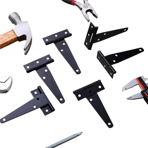 30 PCS 4 Inch T-Strap Hinges Rustic Gate Strap Hinge Rustproof Gate Door Black Hinges for Windows, Fence and Barn Gates 1