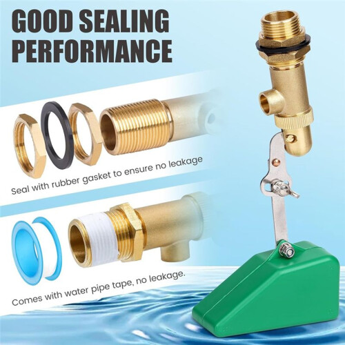1/2Inch Float Valve,Brass Water Float Valve for Water Tank,Float  Valve with Adjustable Arm,Auto Water Level Control