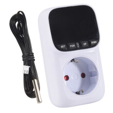 2X Digitaler Temperaturregler Steckdosenthermostat mit Zeitsensorsonde Heiz-/Kühlschalter 16A EU-Stecker