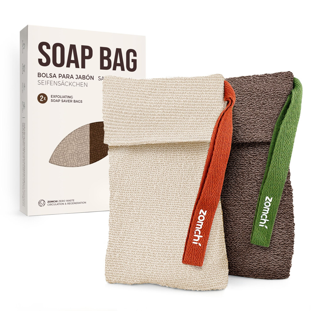Zomchi Bar Soap Saver Bags, 2 Pieces Exfoliating Soap Bag With Different Roughness, Soap Bar Loofah For Men And Women