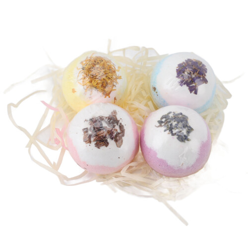 4 Pcs Bubble Shower Balls Spa Salt Bath Set, Moisturizing & Relaxing 1