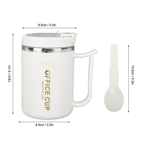 304 Edelstahl-Isolierkaffeetasse 500ml Hellgrau mit Griff 1